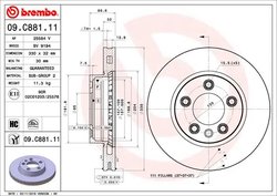 DISC FRANA BREMBO 09.C881.11 - Compatibil cu PORSCHE, VW