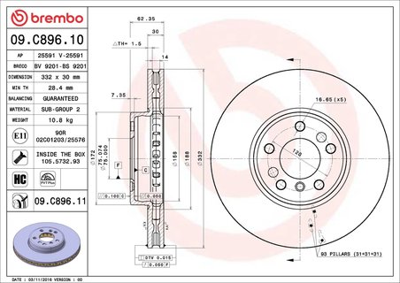 Disc frana Brembo 09.C896.11
