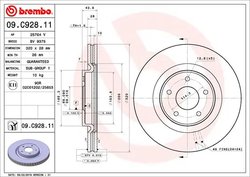 DISC FRANA BREMBO 09.C928.11 - Compatibil cu NISSAN, NISSAN (DFAC), RENAULT