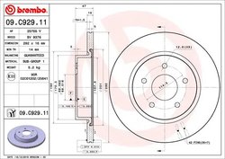 DISC FRANA BREMBO 09.C929.11 - Compatibil cu NISSAN, NISSAN (DFAC), RENAULT, RENAULT (DFAC)
