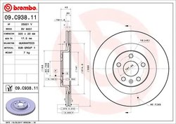 DISC FRANA BREMBO 09.C938.11 - Compatibil cu VOLVO, VOLVO ASIA