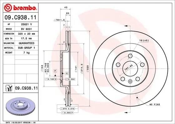 Disc frana Brembo 09.C938.11