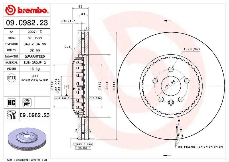 Disc frana Brembo 09.C982.23