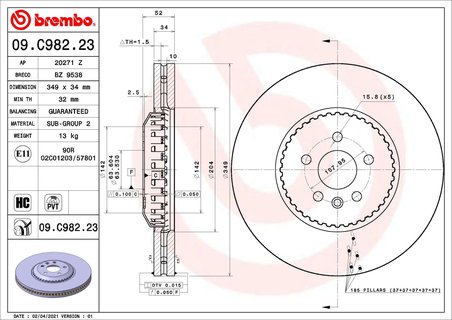 Disc frana Brembo 09.C982.23