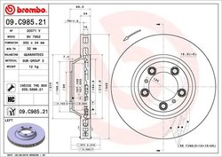 DISC FRANA BREMBO 09.C985.21 - Compatibil cu PORSCHE