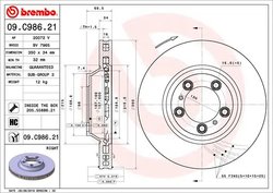 DISC FRANA BREMBO 09.C986.21 - Compatibil cu PORSCHE