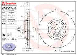 DISC FRANA BREMBO 09.D064.21 - Compatibil cu JAGUAR, LAND ROVER