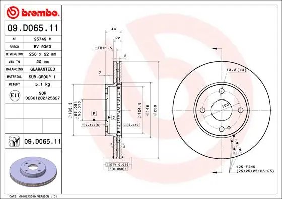 Disc frana Brembo 09.D065.11
