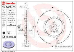 DISC FRANA BREMBO 09.D069.33 - Compatibil cu LAND ROVER
