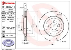 DISC FRANA BREMBO 09.D085.11 - Compatibil cu HYUNDAI