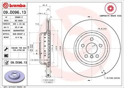 DISC FRANA BREMBO 09.D096.13 - Compatibil cu BMW, BMW (BRILLIANCE), TOYOTA