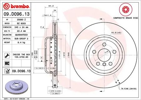DISC FRANA BREMBO 09.D096.13 - Compatibil cu BMW, BMW (BRILLIANCE), TOYOTA