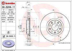 DISC FRANA BREMBO 09.D209.11 - Compatibil cu ALFA ROMEO, FIAT, JEEP, JEEP (GAC FCA)