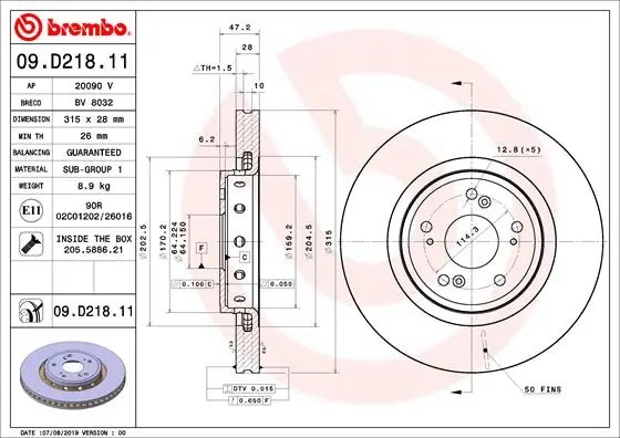 DISC FRANA BREMBO 09.D218.11 - Compatibil cu HONDA