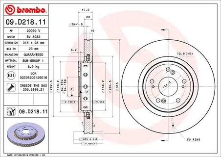 DISC FRANA BREMBO 09.D218.11 - Compatibil cu HONDA