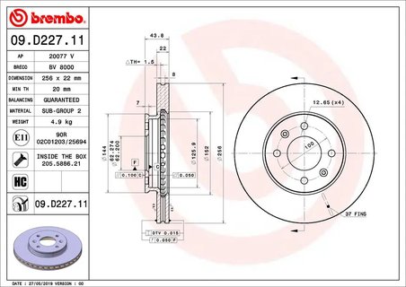 Disc frana Brembo 09.D227.11