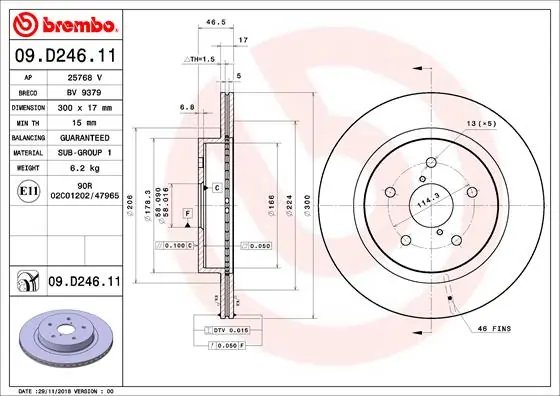 Disc frana Brembo 09.D246.11