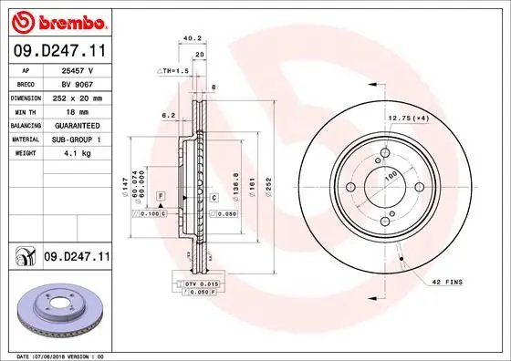 DISC FRANA BREMBO 09.D247.11 - Compatibil cu SUZUKI