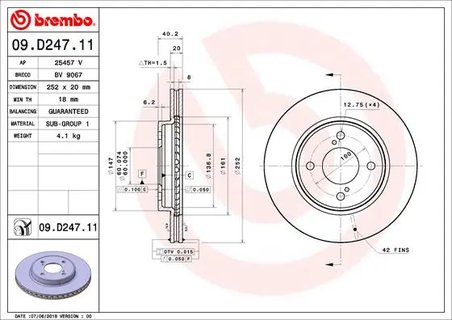 DISC FRANA BREMBO 09.D247.11 - Compatibil cu SUZUKI