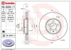 DISC FRANA BREMBO 09.D250.11 - Compatibil cu VOLVO, VOLVO ASIA