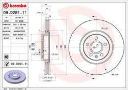 DISC FRANA BREMBO 09.D251.11 - Compatibil cu VOLVO, VOLVO ASIA