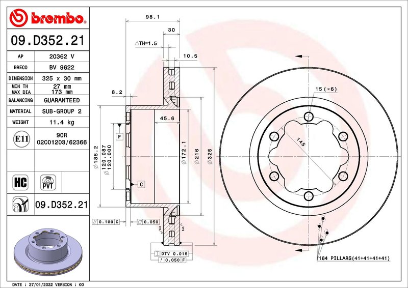 Disc frana Brembo 09.D352.21