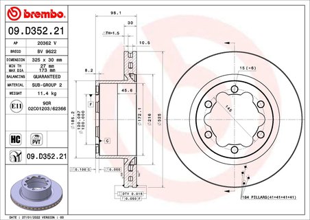 Disc frana Brembo 09.D352.21