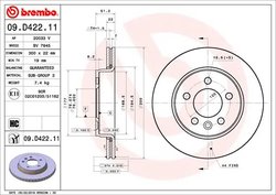 DISC FRANA BREMBO 09.D422.11 - Compatibil cu MAN, VW