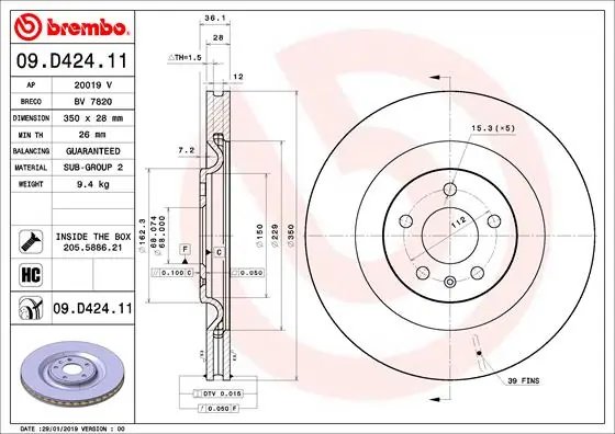 Disc frana Brembo 09.D424.11
