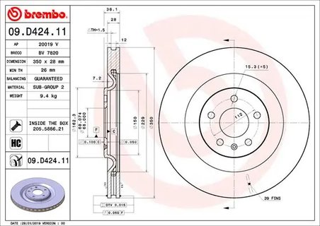 Disc frana Brembo 09.D424.11