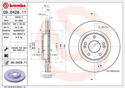 DISC FRANA BREMBO 09.D428.11 - Compatibil cu HYUNDAI, HYUNDAI (BEIJING), KIA, KIA (DYK)
