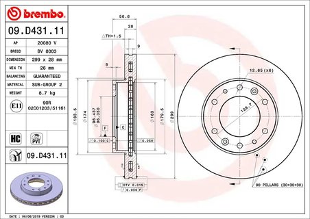 DISC FRANA BREMBO 09.D431.11 - Compatibil cu HYUNDAI