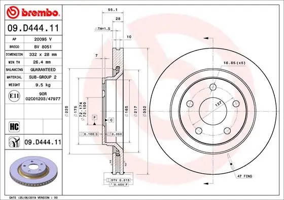 Disc frana Brembo 09.D444.11