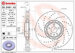 DISC FRANA BREMBO 09.D481.43 - Compatibil cu AUDI