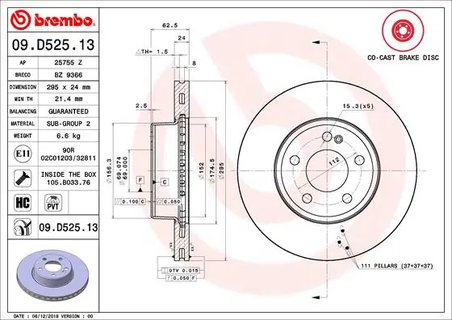 DISC FRANA BREMBO 09.D525.13 - Compatibil cu MERCEDES-BENZ
