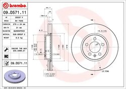 DISC FRANA BREMBO 09.D571.11 - Compatibil cu AUDI, SEAT, SKODA, VW