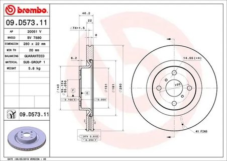DISC FRANA BREMBO 09.D573.11 - Compatibil cu TOYOTA
