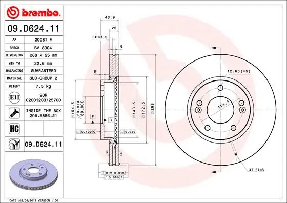 Disc frana Brembo 09.D624.11