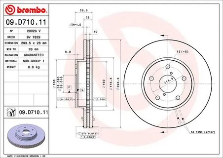 DISC FRANA BREMBO 09.D710.11 - Compatibil cu SUBARU