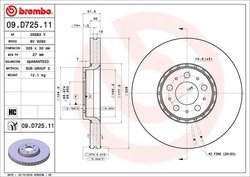 DISC FRANA BREMBO 09.D725.11 - Compatibil cu VOLVO