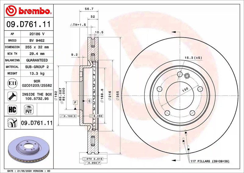 Disc frana Brembo 09.D761.11
