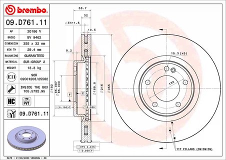 Disc frana Brembo 09.D761.11