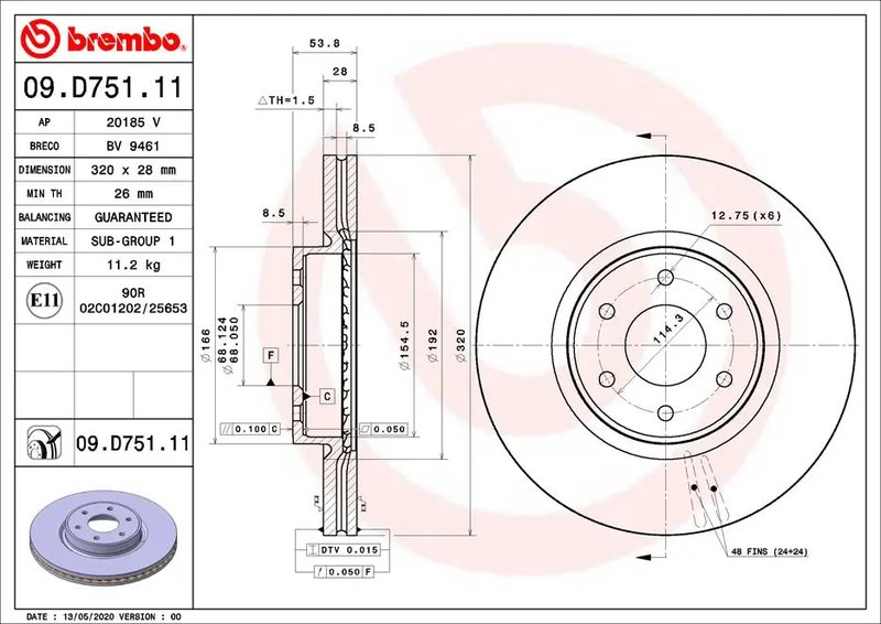 Disc frana Brembo 09.D751.11