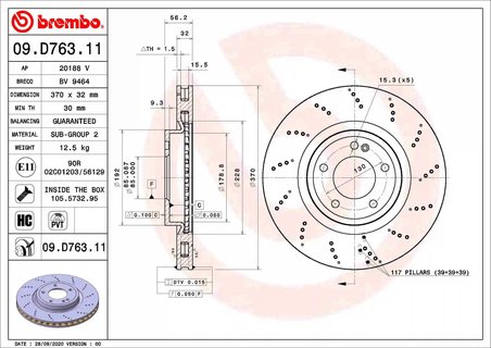 DISC FRANA BREMBO 09.D763.11 - Compatibil cu MERCEDES-BENZ