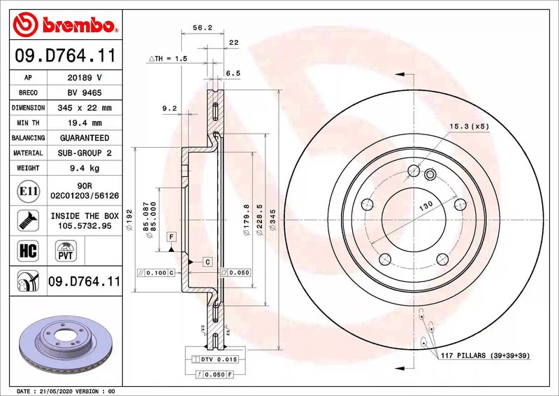 Disc frana Brembo 09.D764.11