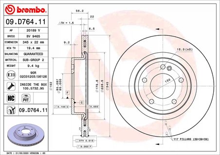 Disc frana Brembo 09.D764.11