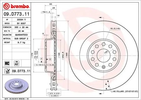DISC FRANA BREMBO 09.D773.11 - Compatibil cu TESLA