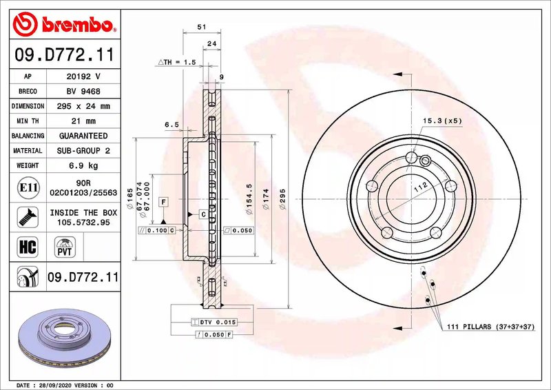 Disc frana Brembo 09.D772.11