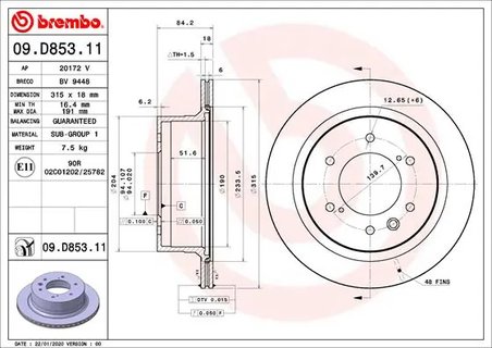 Disc frana Brembo 09.D853.11