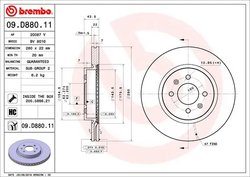 DISC FRANA BREMBO 09.D880.11 - Compatibil cu HYUNDAI, KIA
